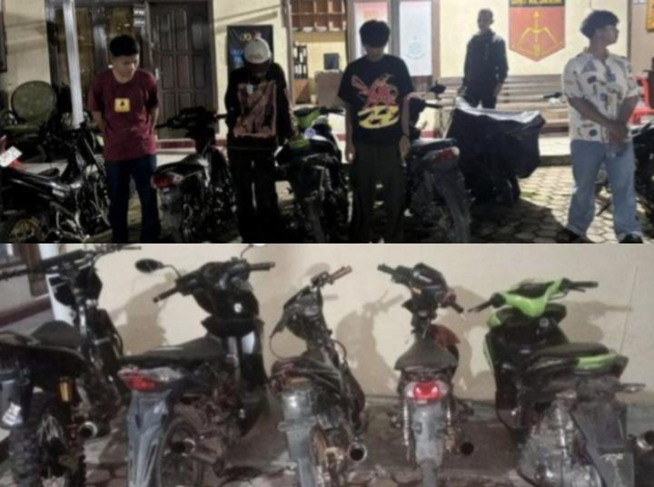 Balap Liar di Jalinsum Baradatu Dibubarkan Polisi, Empat Pemuda dan Lima Motor Diamankan