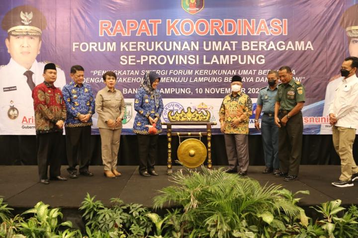 Rakor FKUB se- Provinsi Lampung, Wagub Chusnunia Apresiasi Meningkatnya Indeks Kerukunan Umat Beragama di Provinsi Lampung