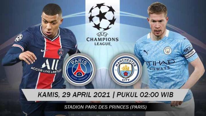 Link Live Streaming Big Match Liga Champions : PSG vs Manchester City