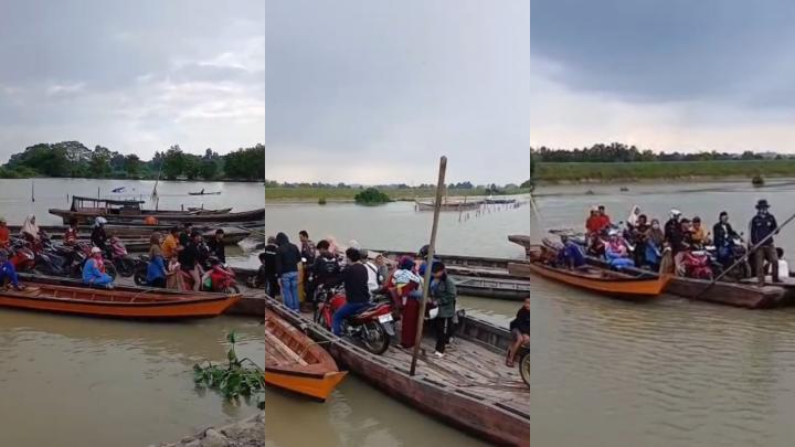 Video Pelajar Menyeberangi Sungai dengan Getek di Lampung Timur Viral, Warga Desak Pembangunan Jembatan