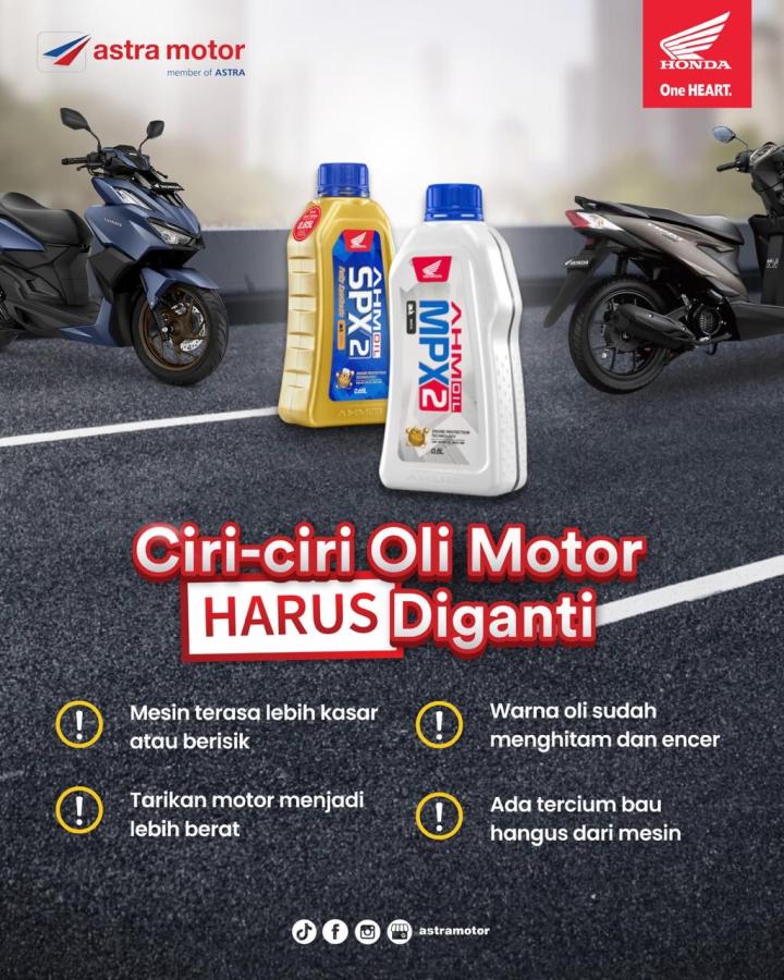 Astra Motor Natar Ajak Konsumen Waspadai Ciri-ciri Oli Motor yang Harus Segera Diganti