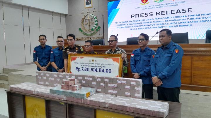 Uang Pengganti Rp7,8 Miliar Kasus Tol Terpeka Berhasil Dieksekusi Kejati Lampung
