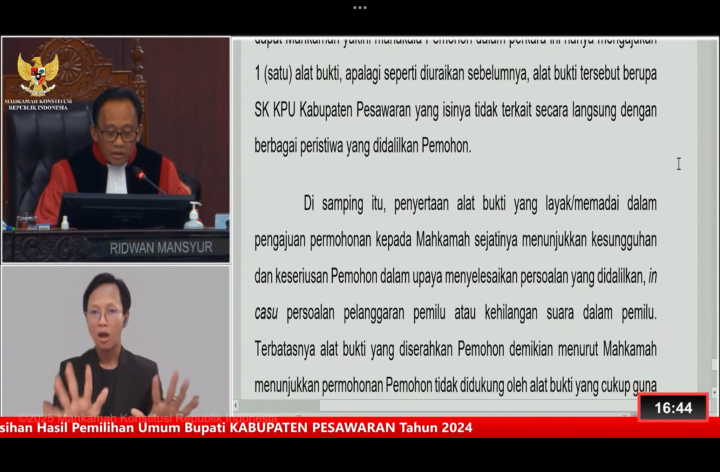 Mahkamah Konstitusi Tolak Sengketa PSU Pesawaran, Gugatan Supriyantoâ€“Suriansyah Dihentikan 