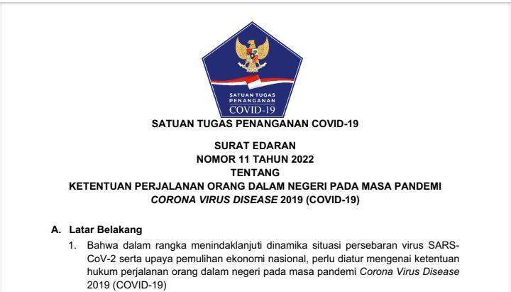 Catat! Ini Ketentuan Perjalanan Terbaru Sesuai Surat Edaran Nomor 11 Tahun 2022