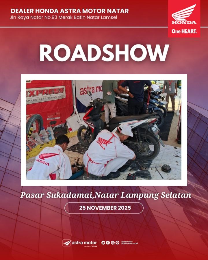 Astra Motor Natar Gelar Roadshow Layanan Servis di Pasar Sukadamai, Natar Lampung Selatan   