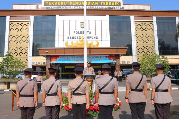 Sertijab 2 Kasat dan 1 Kapolsek dilangsungkan di Polresta Bandar Lampung