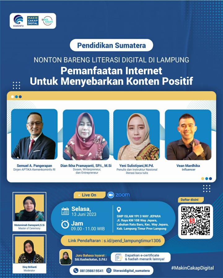 Literasi Digital di SMP Kabupaten Lampung Timur, Ajak Pelajar Sebarkan Konten Positif