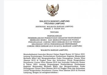 Catat! Ini Peraturan Terbaru Terkait PPKM di Kota Bandar Lampung