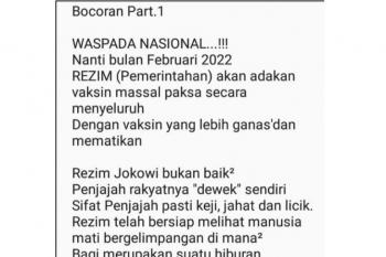 Vaksin Paksa Akan Dilakukan Pemerintah pada Februari 2022, Cek Faktanya!