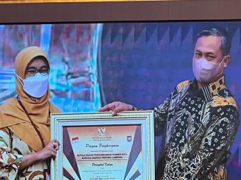 BPSDMD Provinsi Lampung Terima Penghargaan Peringkat ke 3 Nasional Peserta Terbanyak Sertifikasi Kompetensi Pemerintahan