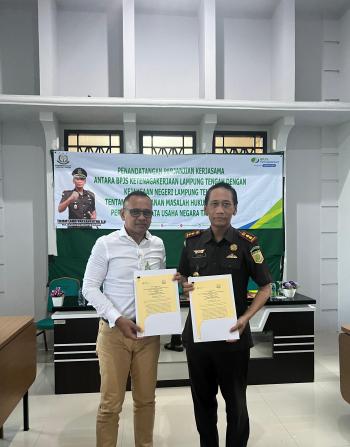 Tingkatkan Sinergi, BPJS Ketenagakerjaan Jalin PKS Dengan Kejari Lampung Tengah 