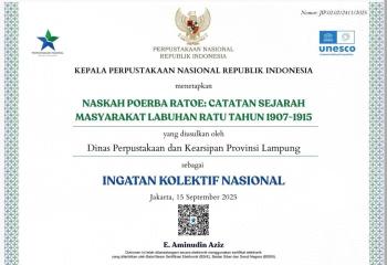 Dua Naskah Kuno Asal Lampung Raih Sertifikat IKON 2025 dari Perpustakaan Nasional RI