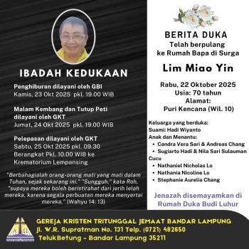Ketua HASS Lampung Sampaikan Duka Cita Atas Berpulangnya Ibu Lim Miao Yin