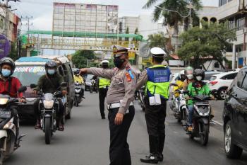 Kurangi Angka Kecelakaan, Polresta Bandar Lampung Lakukan Kanalisasi Lalu Lintas