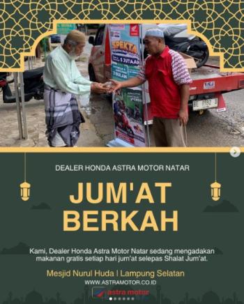 Astra Motor Natar Hadirkan Program “Jum’at Berkah” Sebagai Bentuk Kepedulian Sosial