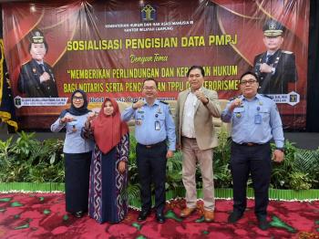 Kementerian Hukum dan HAM Lampung Gelar Sosialisasi Pengisian Data Prinsip Mengenai Pengguna Jasa (PMPJ)
