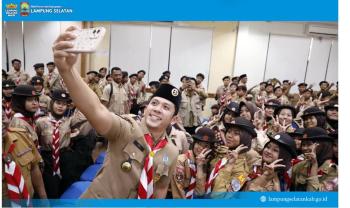 Bupati Lampung Selatan Radityo Egi Melepas Kontingen Kwarcab Lampung Selatan 