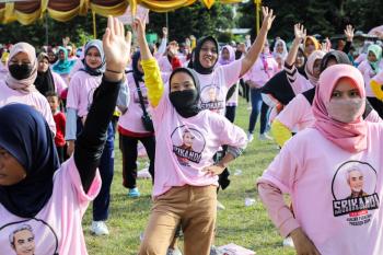 Srikandi Ganjar Lampung Galakkan Hidup Sehat dengan Senam Aerobik