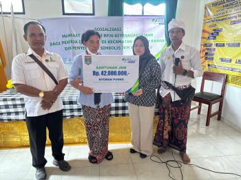 Lindungi PSN, BPJS Ketenagakerjaan Lampung Tengah Sosialisasi dan Serahkan Santunan