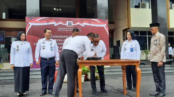 Kanwil Kemenkumham Lampung Melaksanakan Pencanangan Pembangunan Zona Integritas Menuju WBK/WBBM dan Penandatanganan Perjanjian Kinerja 