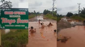 Pemkab Lampung Timur Janji Perbaiki Jalan Viral di Purbolinggo, Sementara Ditimbun