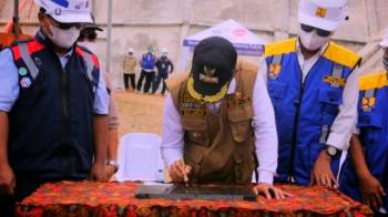 Pembangunan Capai 98%, Bupati Pringsewu Awali Pengisian  Bendungan Way Sekampung