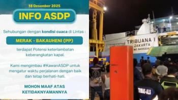 ASDP Imbau Waspada Cuaca Buruk di Perairan Merak–Bakauheni, Potensi Keterlambatan Penyeberangan