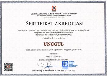 Selamat! Prodi Teknik Mesin UBL Jadi Prodi PTS Pertama di Sumatera Raih Akreditasi Unggul