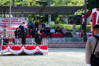 Bupati Lampung Selatan Nanang Ermanto Pimpin Upacara Hari Kesaktian Pancasila Tingkat Kabupaten Lampung Selatan