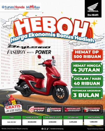 HEBOH! Promo Honda Stylo 160 CBS dari Tunas Motor Pratama – Gaya Mewah, Cicilan Murah, Hadiah Berlimpah!