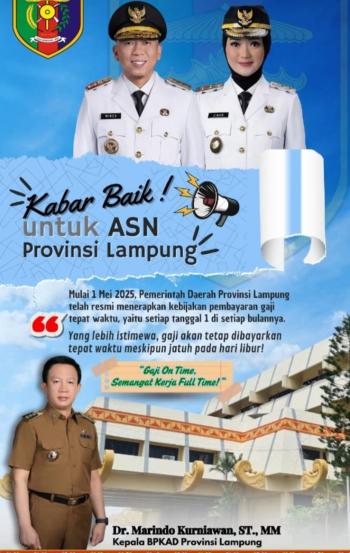 Pemprov Lampung Terapkan Pembayaran Gaji ASN Setiap Tanggal 1, Meski Hari Libur