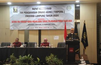 Kanwil Kemenkumham Lampung Gelar Rapat Koordinasi Tim Pengawasan Orang Asing (TIMPORA) Tingkat Provinsi Lampung   