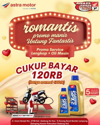 Promo Service Lengkap di AHASS Astra Motor Imam Bonjol melalui aplikasi Motoran!   