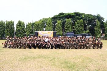 Satuan Polisi Pamong Praja Provinsi Lampung Gelar Latihan Bersama Penanganan Unjuk Rasa   