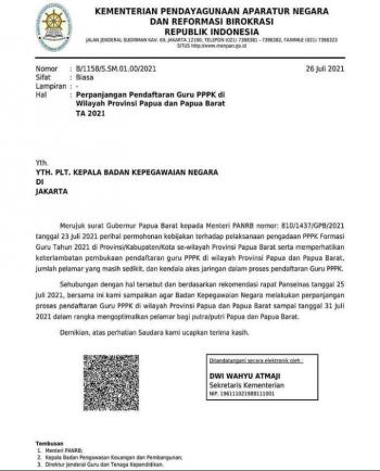 Pendaftaran PPPK Guru Papua Dan Papua Barat Diperpanjang Sampai 31 Juli 2021