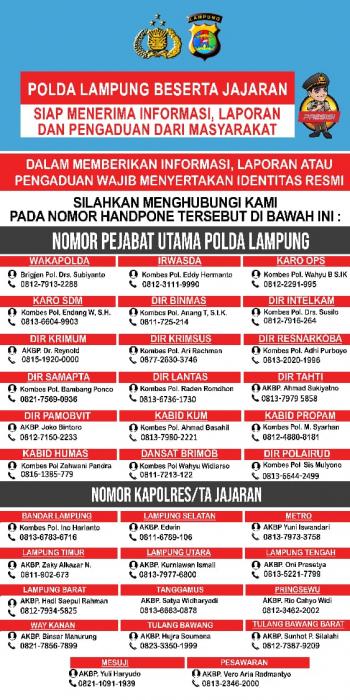 Polda Lampung Buka Layanan Informasi Pengaduan Masyarakat Secara Langsung kepada PimpinanÂ 