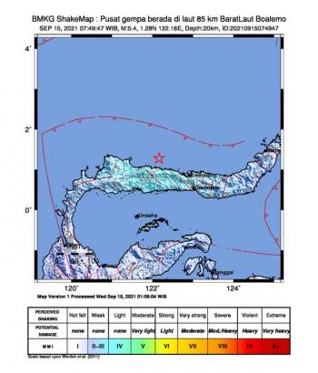 Boalemo Sulut di Guncang Gempa Magnitudo 5,4