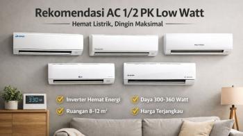 3 Rekomendasi AC 1/2 PK Low Watt Terbaik untuk Ruangan Cepat Dingin dan Hemat Listrik