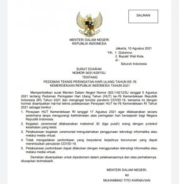 Catat! Ini Teknis Pelaksanaan Perayaan HUT ke-76 Kemerdekaan RI Tahun 2021
