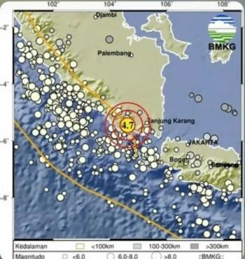Gempa M4,7 Guncang Tanggamus, BMKG Catat 20 Gempa Susulan