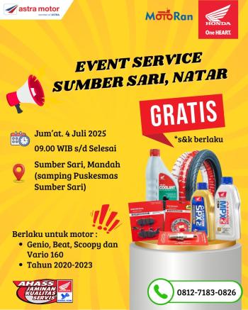 Astra Motor Natar Hadirkan Layanan Service Gratis di Sumber Sari, Mandah