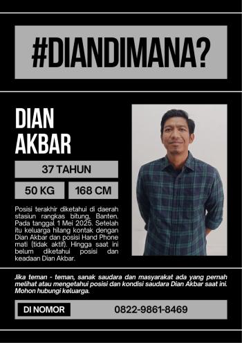 Mantan Karyawan ANTV Hilang Misterius di Rangkas Bitung, Keluarga Minta Bantuan Warga Lampung
