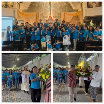 Semangat  Penghomatan dan Devosi  Devosan Legio Maria Memasuki Bulan Rosario Ikut Perarakan Patung Bunda Maria 