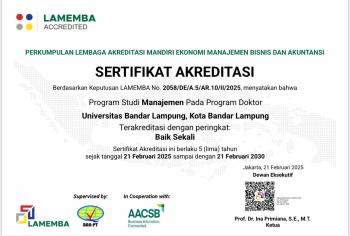 Program Doktor Manajemen UBL Raih Akreditasi Baik Sekali dari LAMEMBA