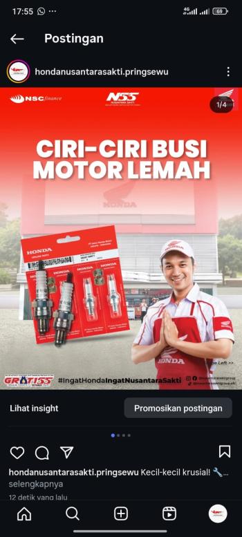 Ciri-ciri Busi Motor Honda Lemah, Jadi Makin Tahu bareng Nss Pringsewu