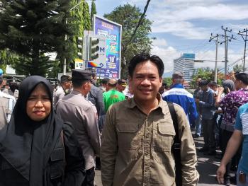 Bawaslu Kota Bandar Lampung Ikut Awasi Aksi Ratusan Buruh di Kantor DPRD Provinsi LampungÂ 