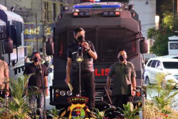 Polda Lampung dan Jajaran Apel Satgas Anti Begal  Untuk Amankan Pemudik 