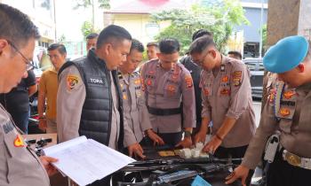 Cegah Penyalahgunaan, Puluhan Senpi Personel Polresta Bandar Lampung Diperiksa
