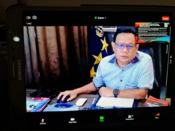 Ketua Umum PB.PERKEMI Laksamana Madya (Purn) Agus Setiadji. Pimpin Rapat Secara Virtual.