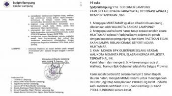 PHRI Lampung Protes Terkait Rencana Penutupan Destinasi Wisata Selama NataruÂ 